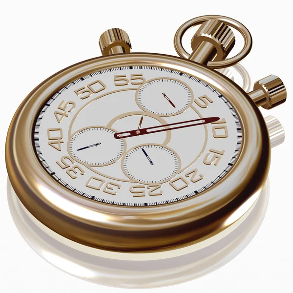 Reloj de oro deporte Cronómetro en blanco — Foto de Stock