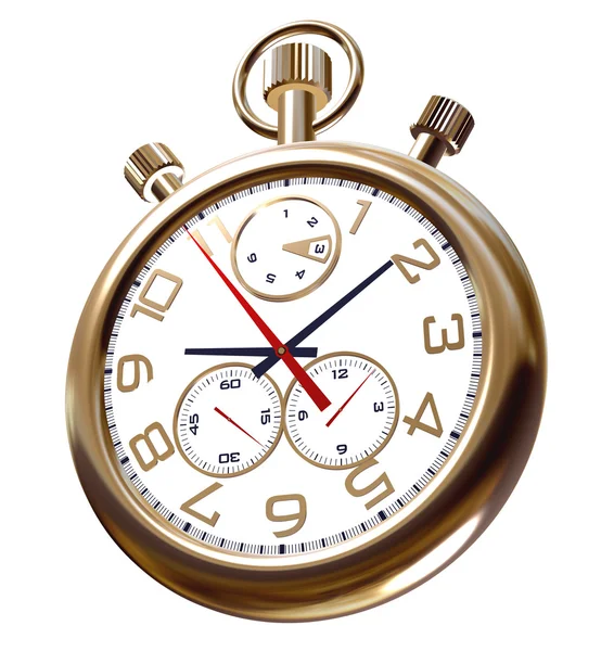 Relógio de ouro velho no branco — Fotografia de Stock