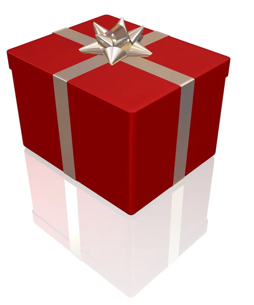Rode geschenkdoos op wit Stockfoto