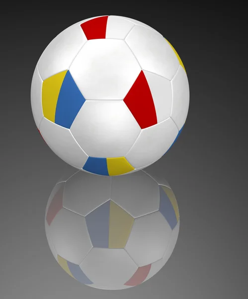 反射と黒のポーランドとウクライナのフラグ サッカー ボール ストック画像