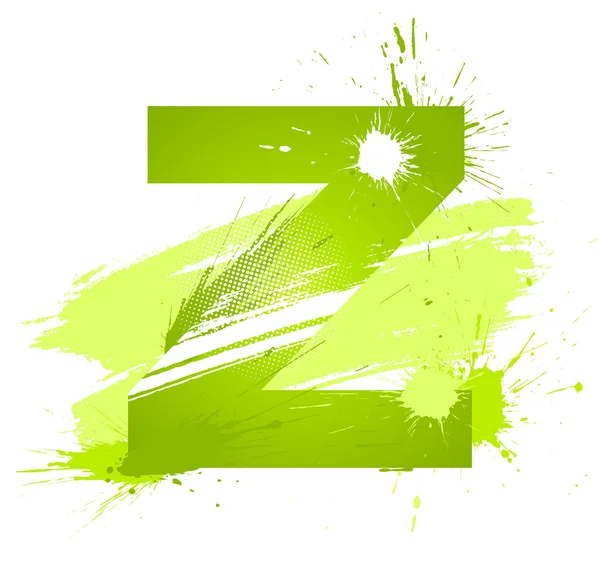 Χρώμα πράσινο αφηρημένη πιτσιλιές γραμματοσειρά. γράμμα z — Διανυσματικό Αρχείο