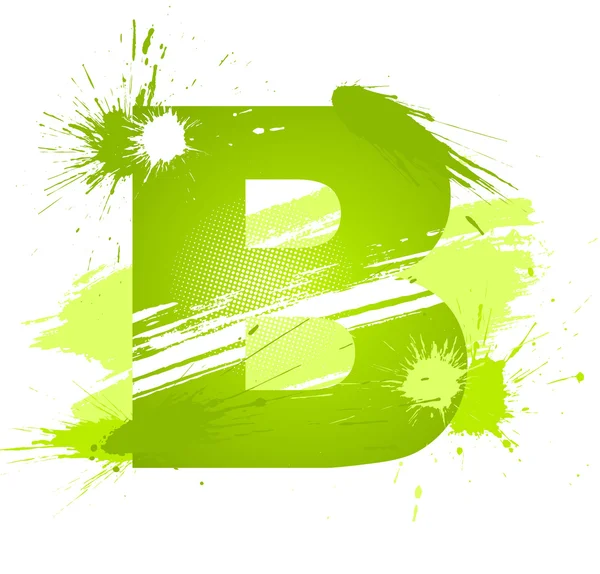 녹색 추상 페인트 밝아진 글꼴. 문자 B — 스톡 벡터