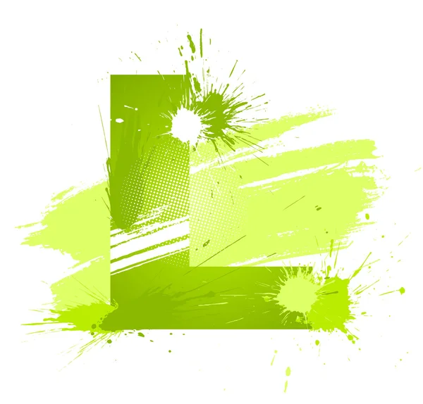 緑の抽象的な塗料が跳ねるフォント。手紙 l — ストックベクタ