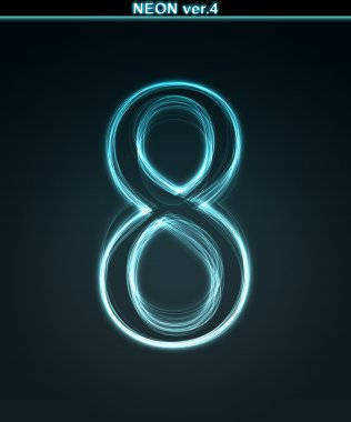 Glowing font. Shiny number 8 clipart