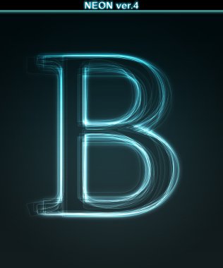 Glowing neon font. Shiny letter B clipart