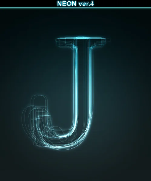 Izzó neon betűtípus. Fényes levél J — Stock Fotó
