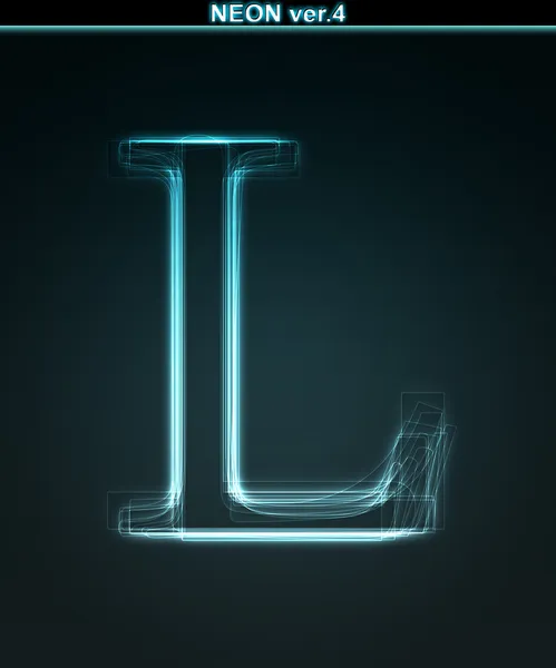 Pomyślna neon czcionki. błyszczący litery l — Zdjęcie stockowe