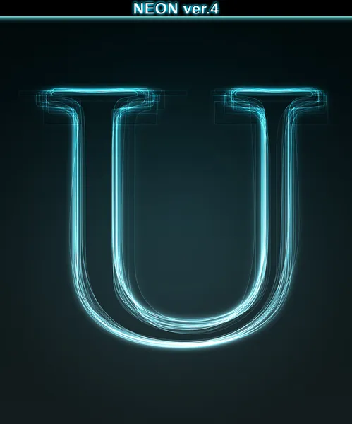 Светящий неоновый шрифт. Блестящая буква U — стоковое фото