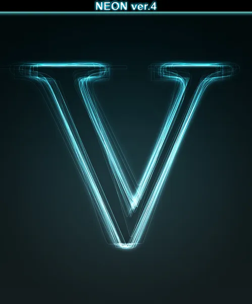 Glowing neon font. Shiny letter V — Stock Photo, Image
