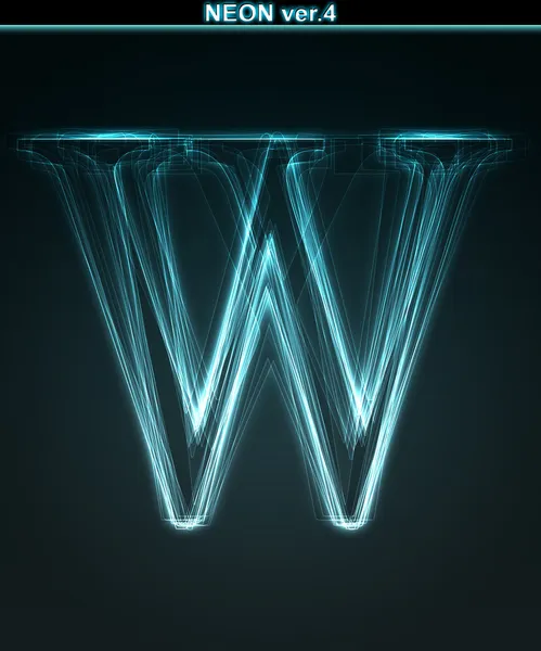 Izzó neon betűtípus. Fényes betű W — Stock Fotó