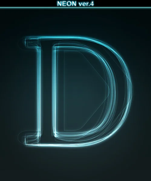 Светящий неоновый шрифт. Блестящая буква D — стоковое фото