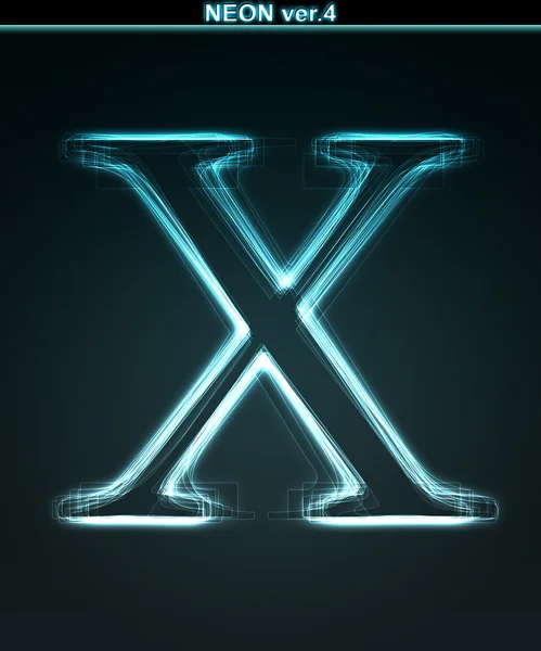 Gloeiende neon lettertype. glanzende brief x — Stockfoto
