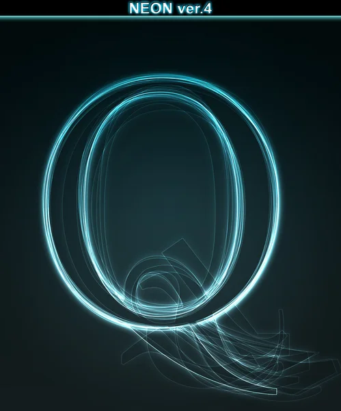Светящий неоновый шрифт. Блестящая буква Q — стоковое фото