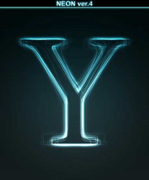 Светящий неоновый шрифт. Блестящая буква Y — стоковое фото