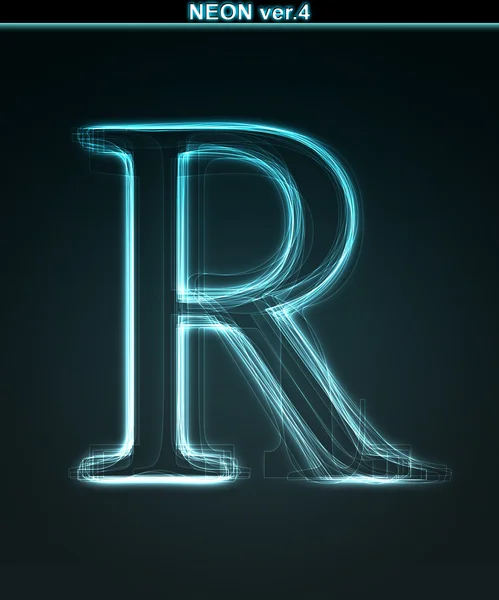 Λαμπερό νέον γραμματοσειρά. λαμπερό γράμμα r — Φωτογραφία Αρχείου