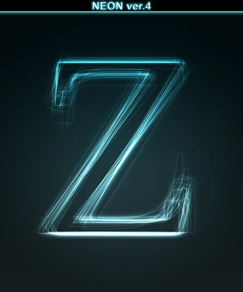 Izzó neon betűtípus. Fényes levelet Z — Stock Fotó
