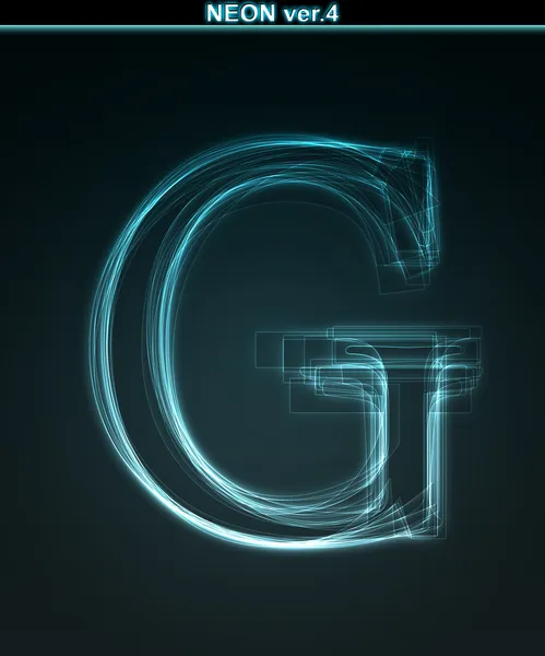 Izzó neon betűtípus. Fényes G betű — Stock Fotó