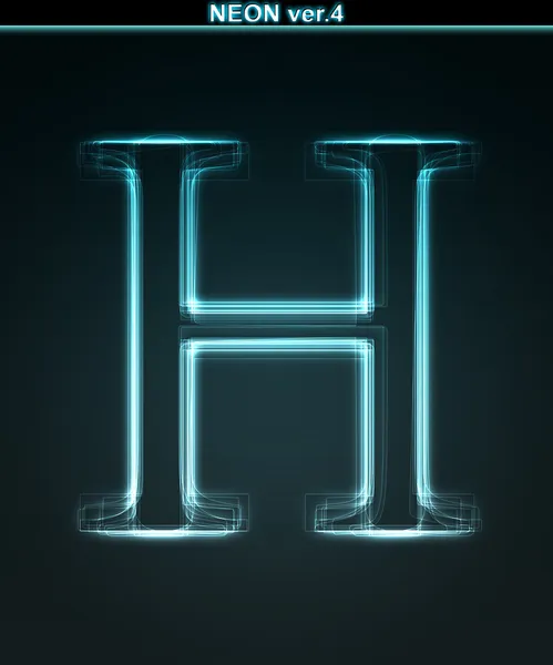 Izzó neon betűtípus. Csillogó betű H — Stock Fotó