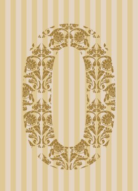 Floral font. Number 0 clipart