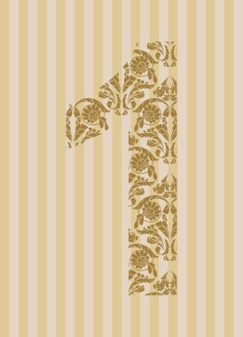 Floral font. Number 1 clipart