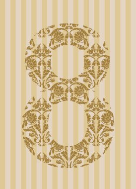 Floral font. Number 8 clipart