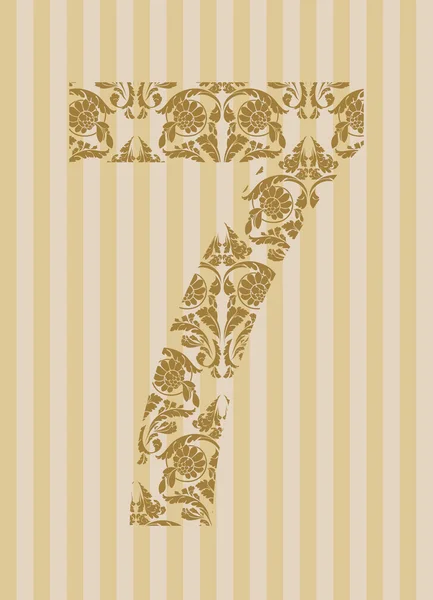 Floral lettertype. nummer 7 — Stockvector