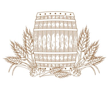 Barrel with wheat ears clipart