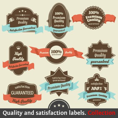 Vintage Premium Quality and Satisfaction Guarantee Label collection. Vol 2 clipart