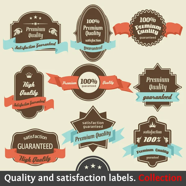 Vintage Premium Quality and Satisfaction Guarantee Colecção de etiquetas. Vol 2 — Vetor de Stock