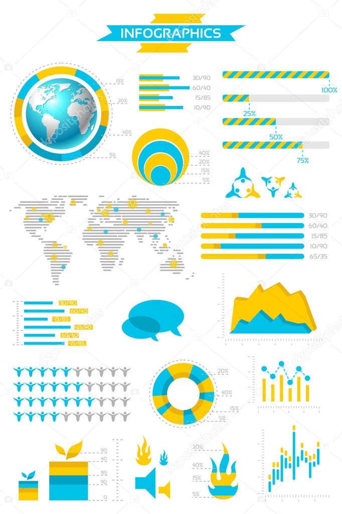 Infographic collection with labels and graphic elements. Vector