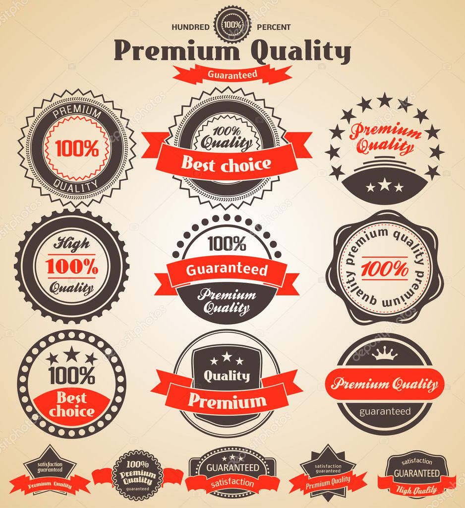Premium Quality Labels. Design elements with retro vintage desig