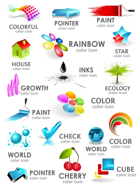 Σχεδιασμός 3d σετ εικονίδιο χρώμα. στοιχεία σχεδίασης — Διανυσματικό Αρχείο