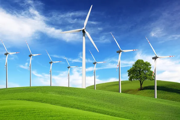 Ветряные мельницы, альтернативная энергия — стоковое фото