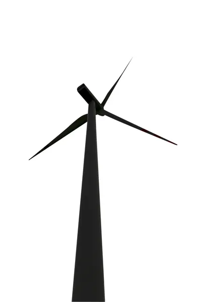 Силуэт ветряной турбины над белым — стоковое фото