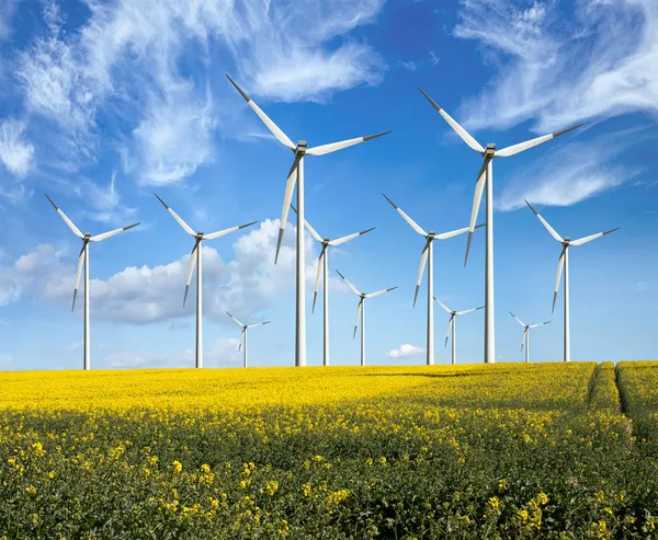 Energia ecológica, turbinas eólicas — Fotografia de Stock