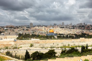 Jerusalem and stormy clouds clipart