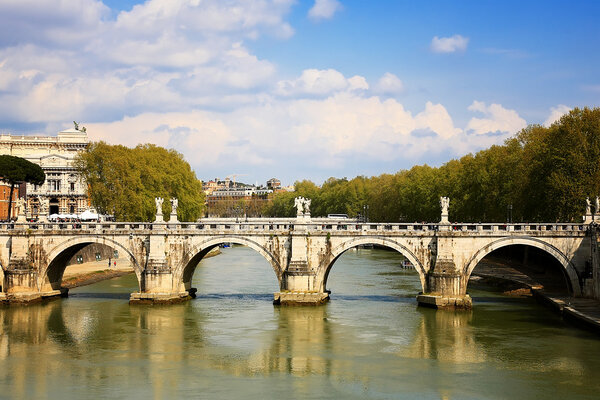 The bridge over the Tiber river in Rome