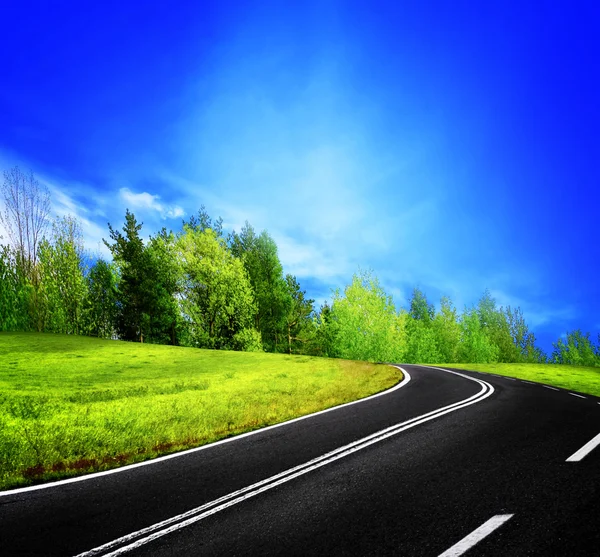 Road and spring landscape — Stock Photo, Image