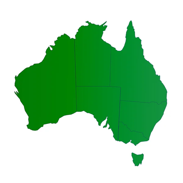 Australië groene kaart geïsoleerd — Stockfoto