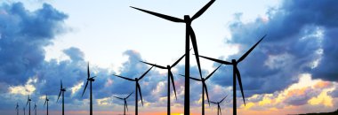 Wind turbines panorama clipart