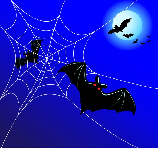 Morcegos e um web — Vetor de Stock