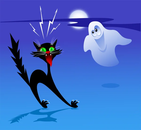Chat et fantôme — Image vectorielle