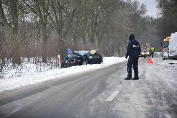 stock image Road accident - policeman directs traffic