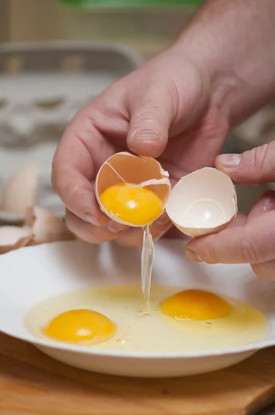 stock image Separating the yolks from the protein