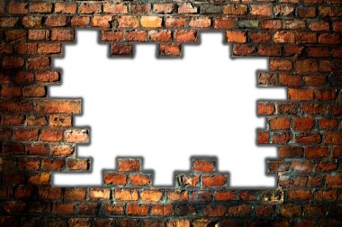 Hole in an old brick wall clipart