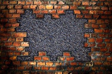 Hole in an old brick wall clipart