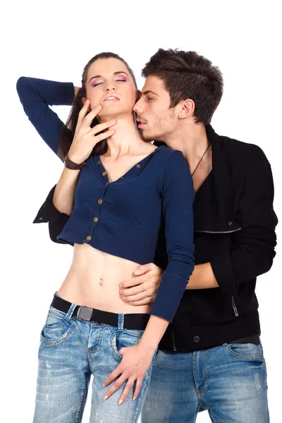 Young sensual couple playing with passion — Stock Photo, Image