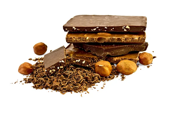 Chocolate different with Hazelnuts — Stock Photo, Image