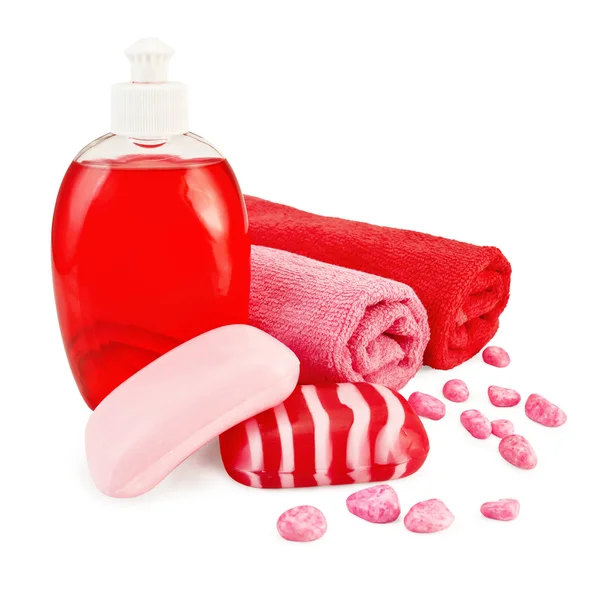 Tvål olika med handduk — Stockfoto