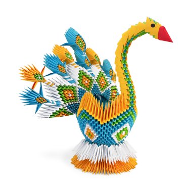 Origami sarı-mavi kuş